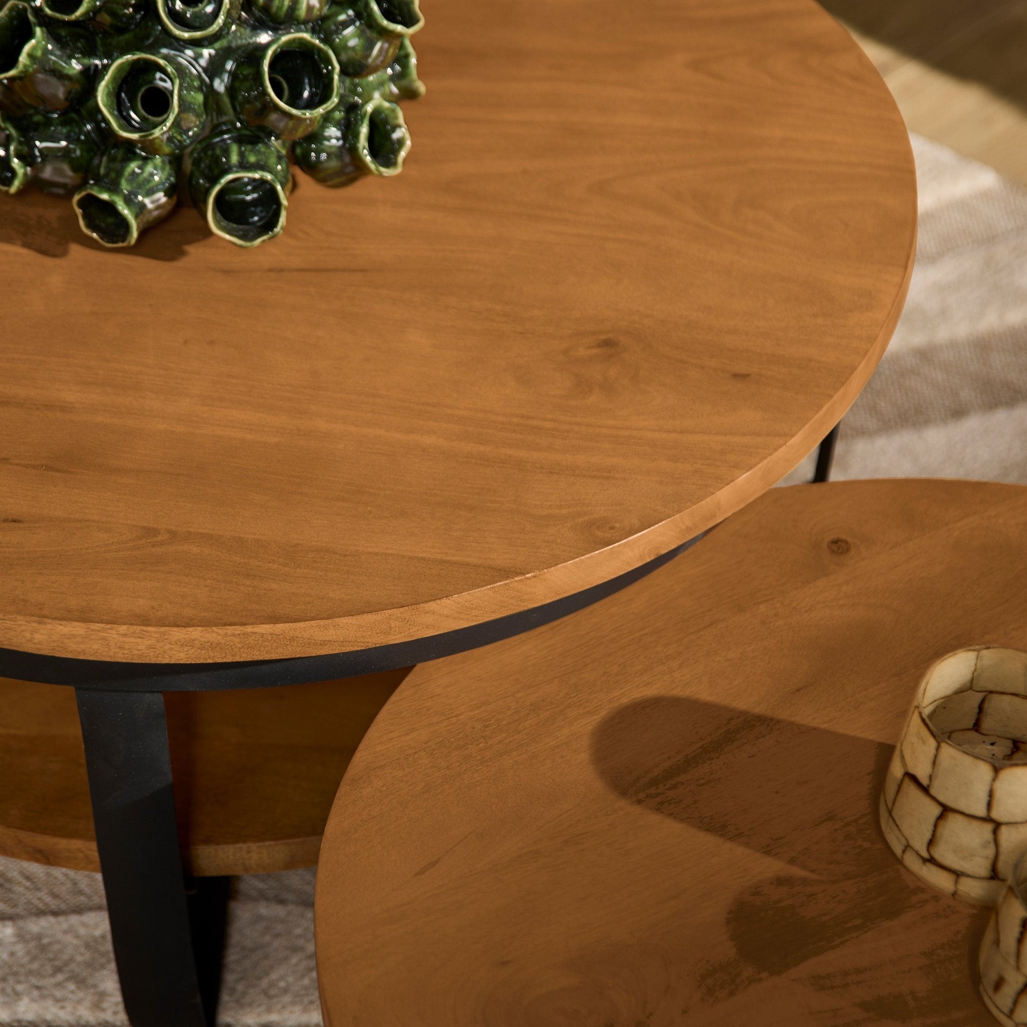 Salontafel Paras rond | Mangohout Staal | 90 cm - Industrieelinhuis.nl