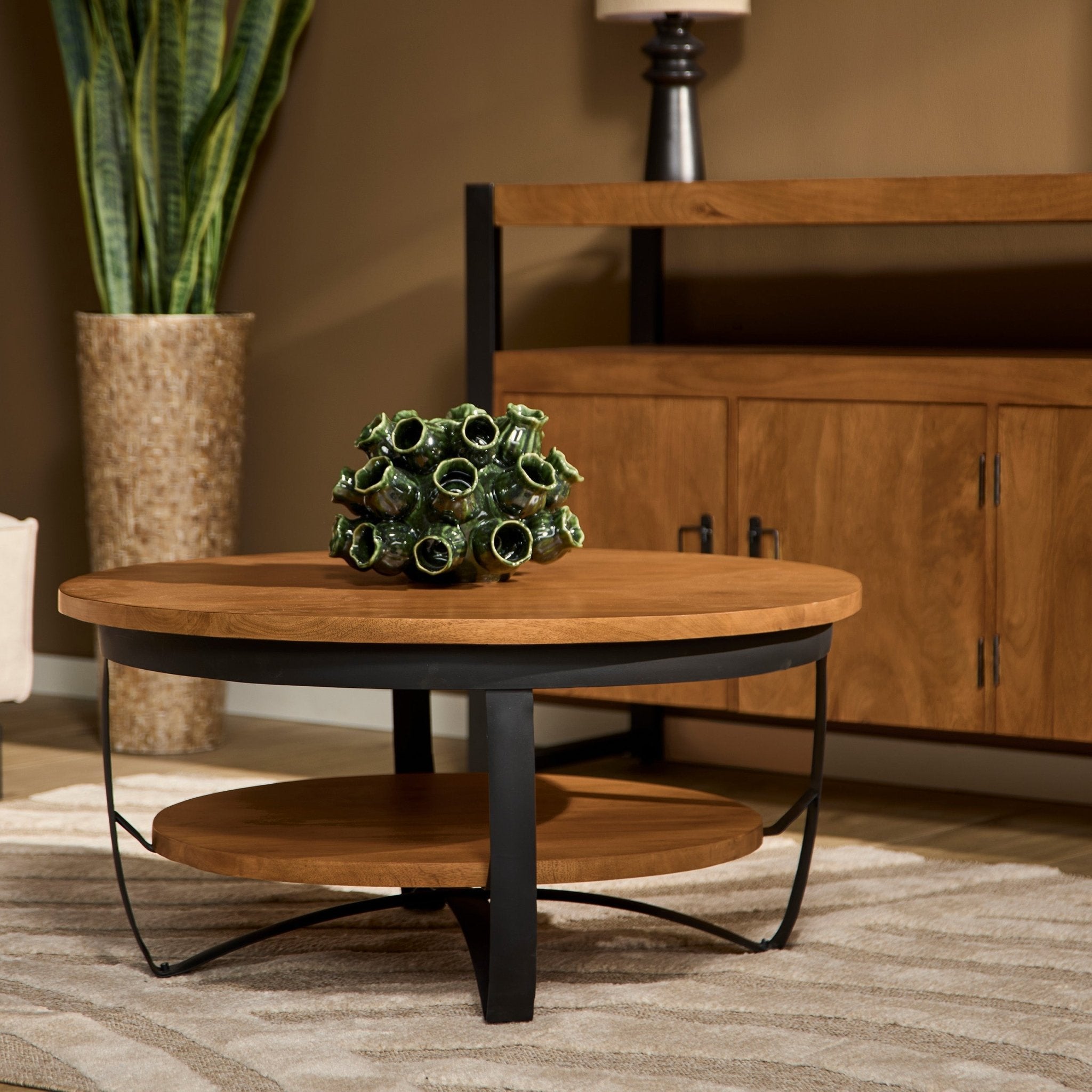 Salontafel Paras rond | Mangohout Staal | 90 cm - Industrieelinhuis.nl