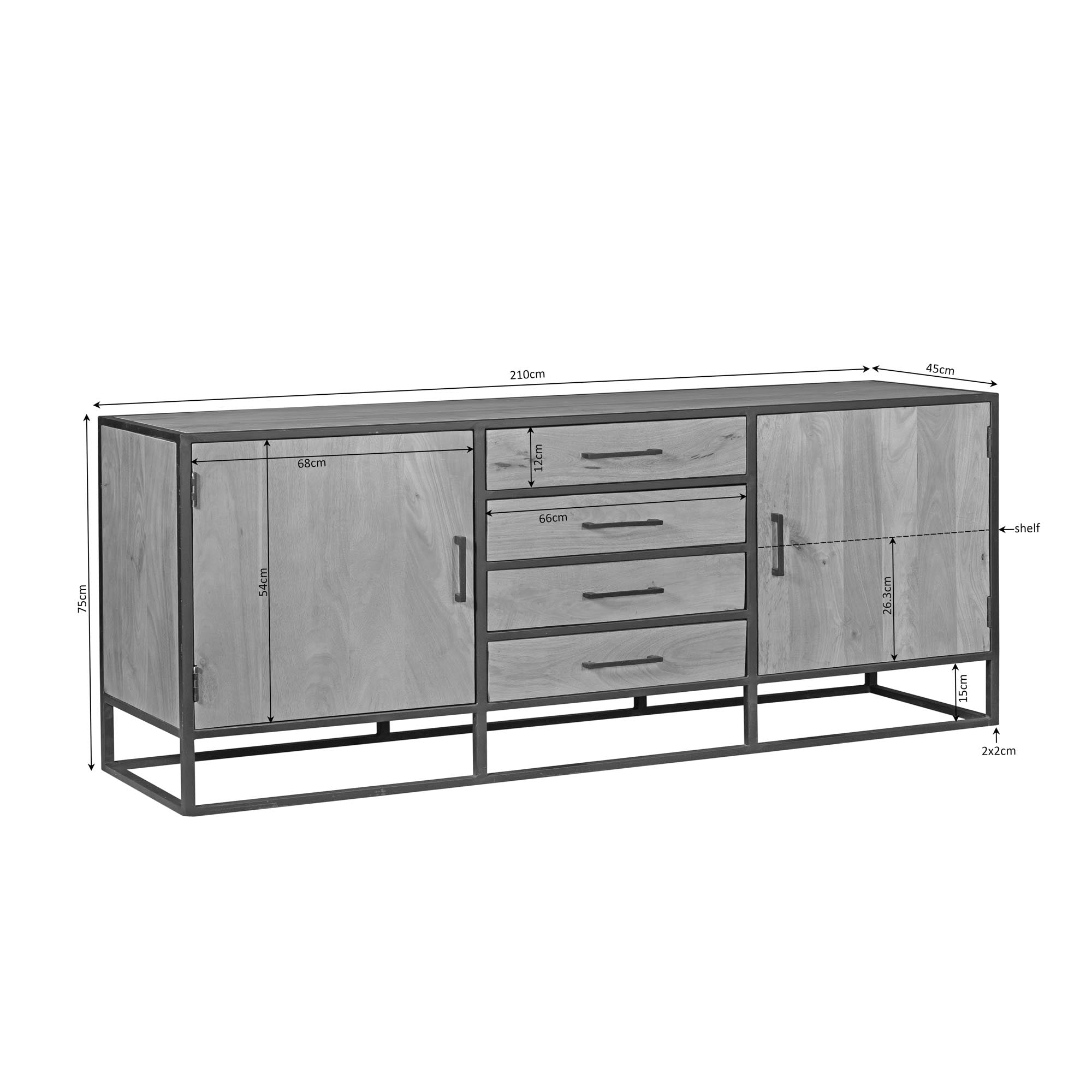 Dressoir Dakota | 210 cm - Industrieelinhuis.nl
