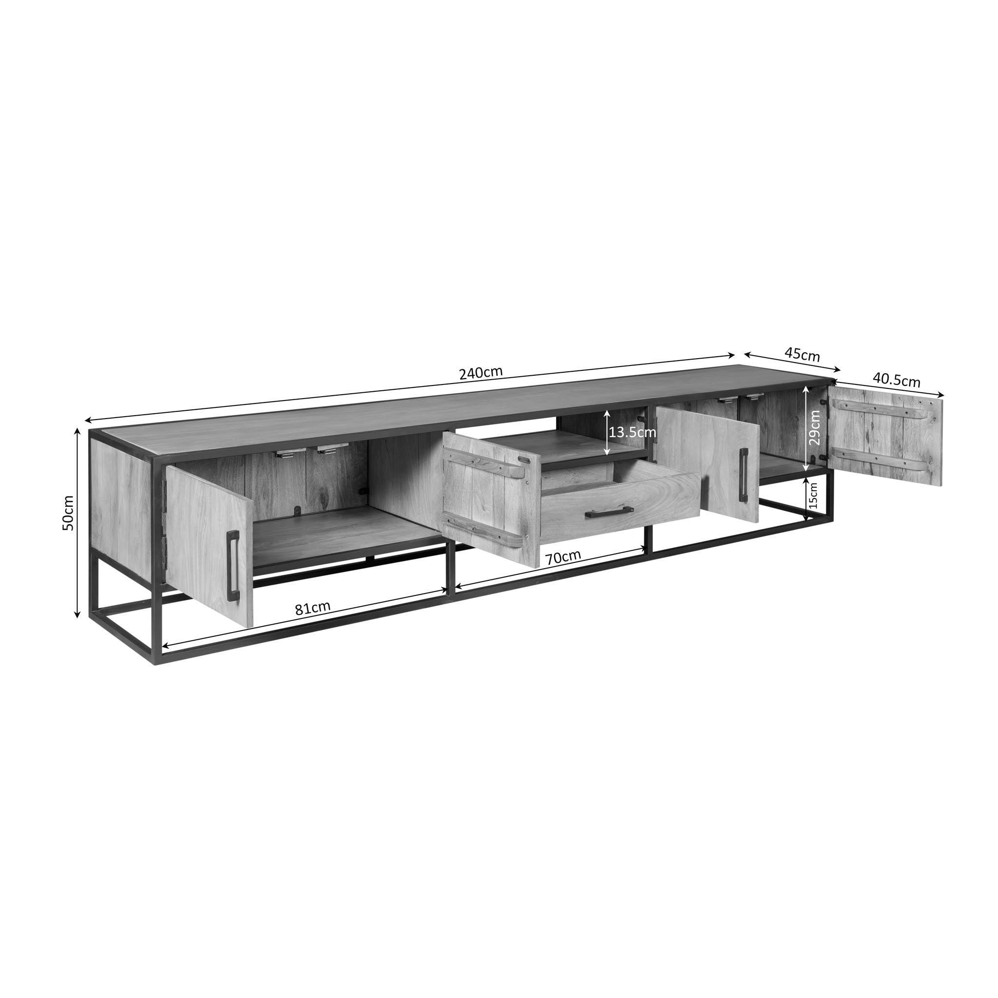 Tv meubel Dakota | 240 cm - Industrieelinhuis.nl