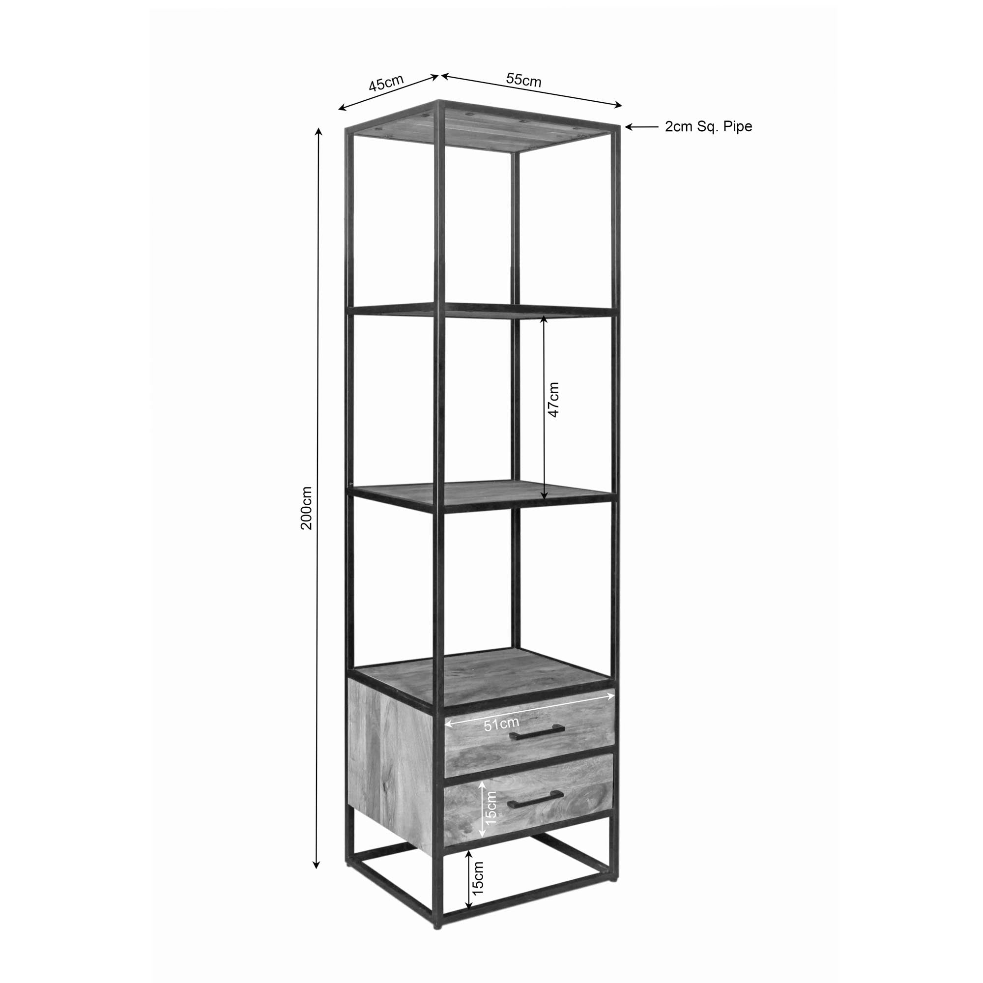 Boekenkast Dakota 2 lades | 55 cm - Industrieelinhuis.nl