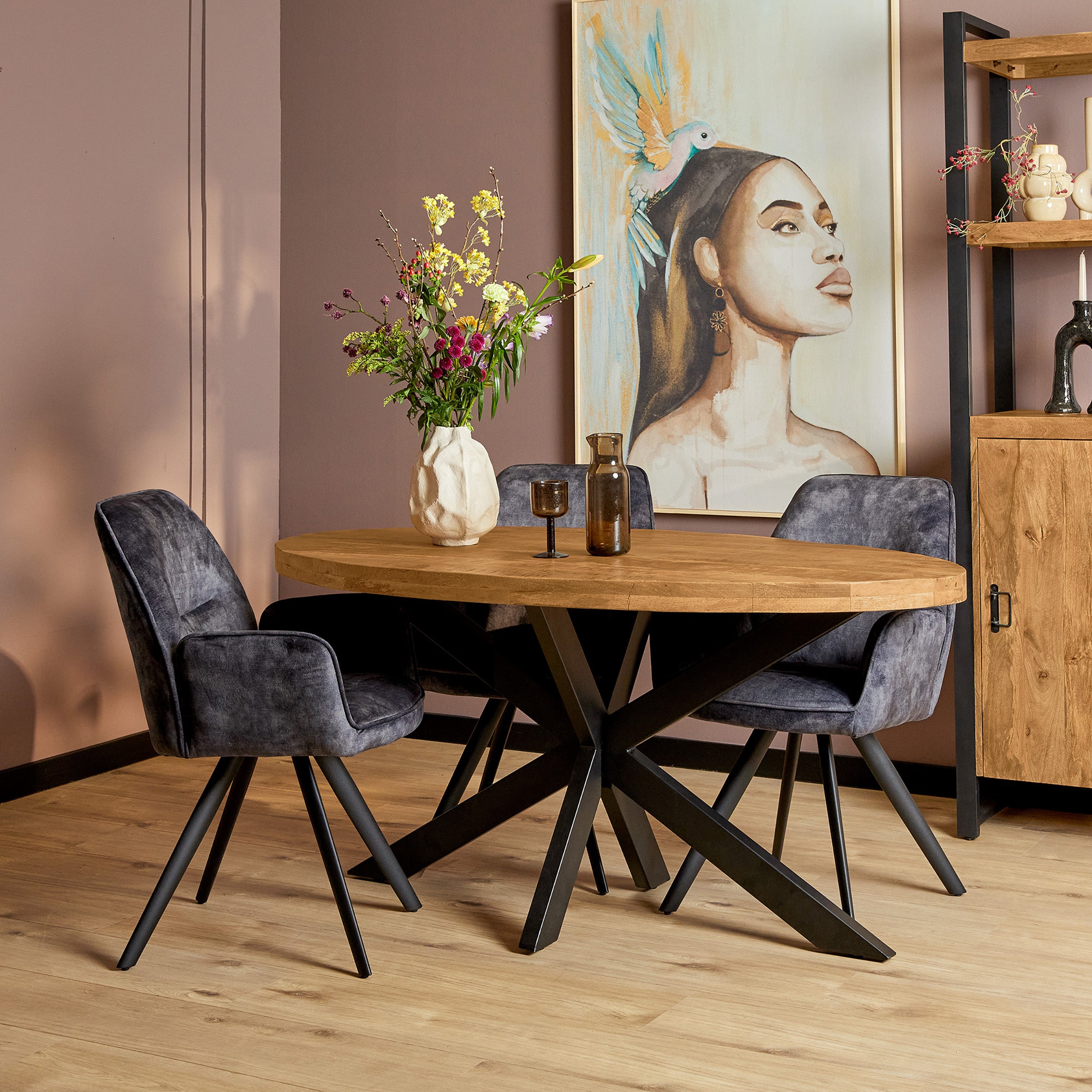 Eettafel Denver | Ovaal | Mangohout Staal | 180 cm