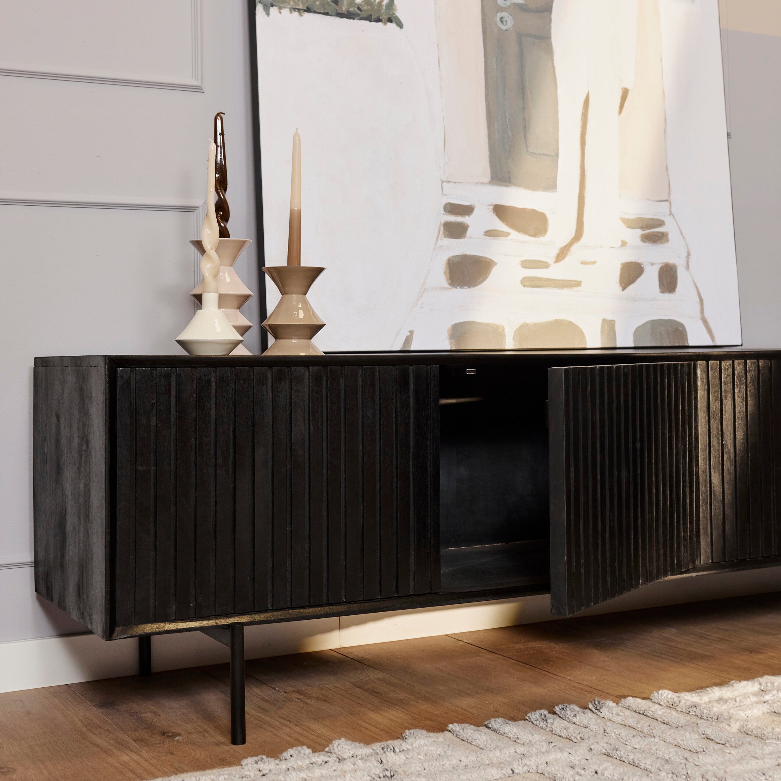 Tv meubel Madison Black | 210 cm - Industrieelinhuis.nl