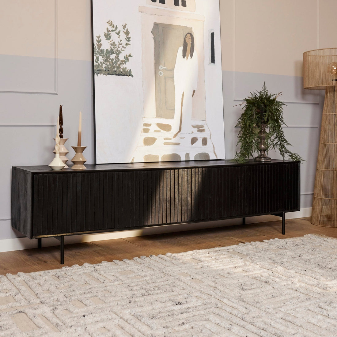 Tv meubel Madison Black | 210 cm - Industrieelinhuis.nl