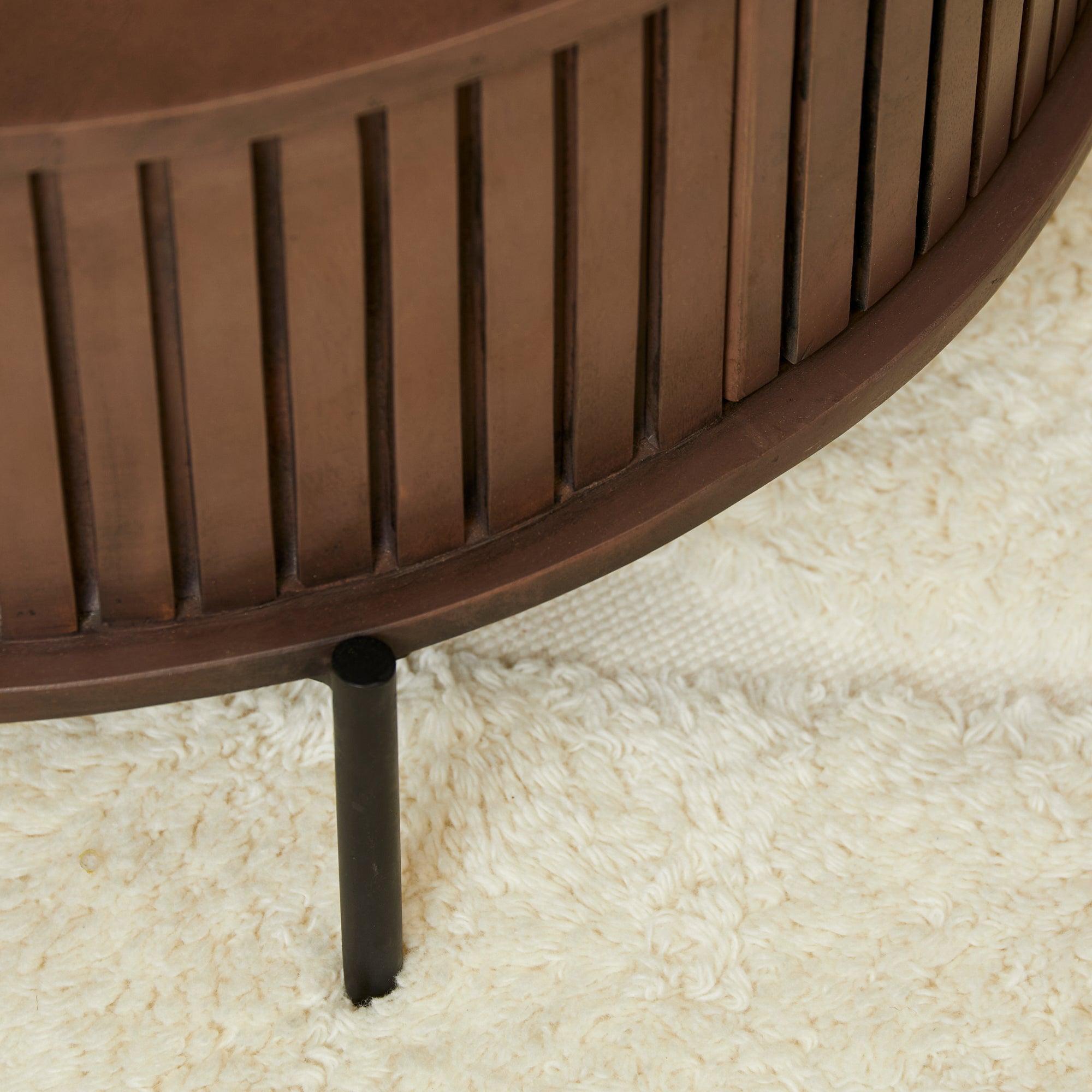 Salontafel Madison Walnut | 80 cm | Rond - Industrieelinhuis.nl