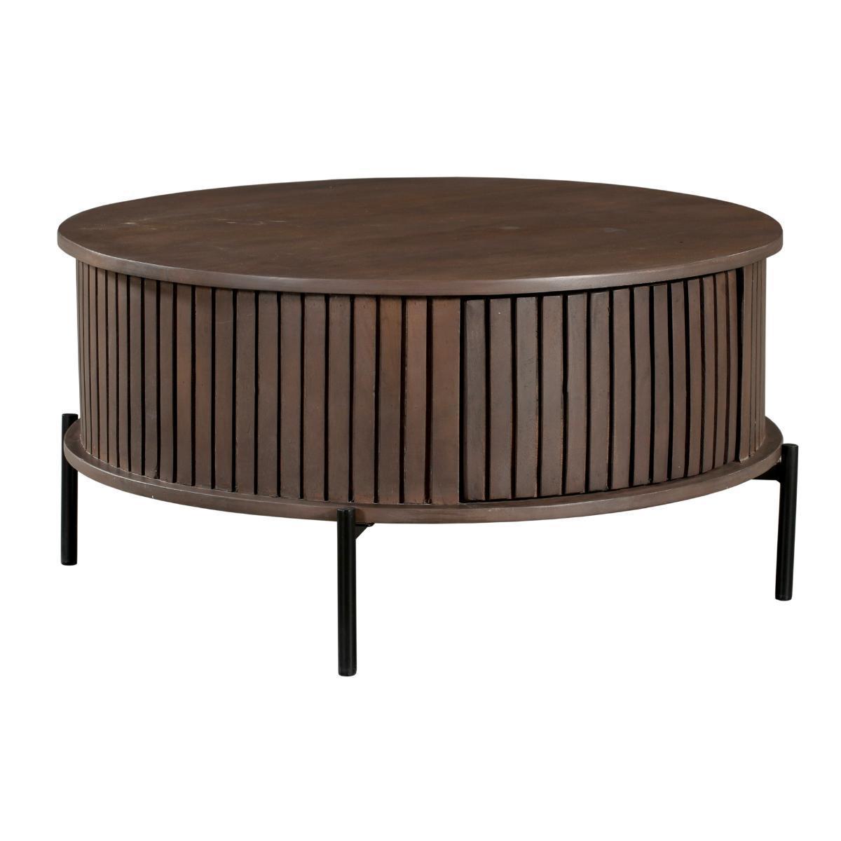 Salontafel Madison Walnut | 80 cm | Rond - Industrieelinhuis.nl