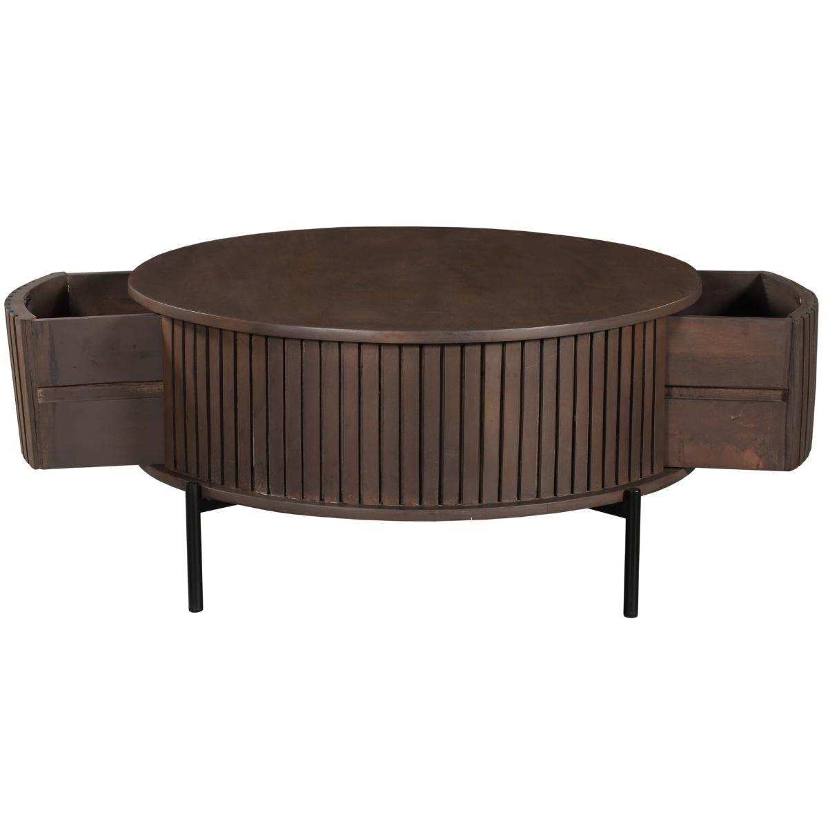 Salontafel Madison Walnut | 80 cm | Rond - Industrieelinhuis.nl