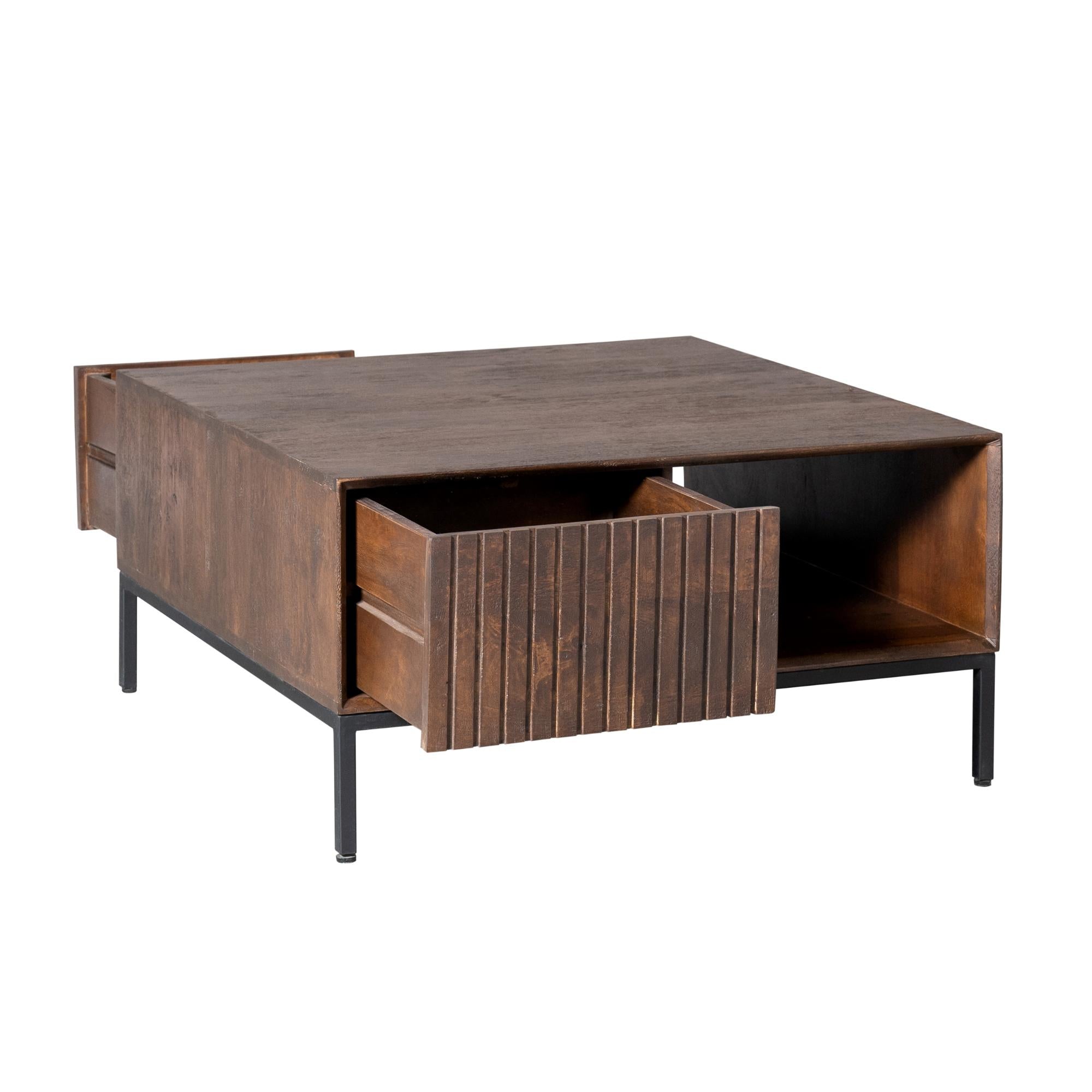 Salontafel Madison Brown | 80 cm | Vierkant - Industrieelinhuis.nl