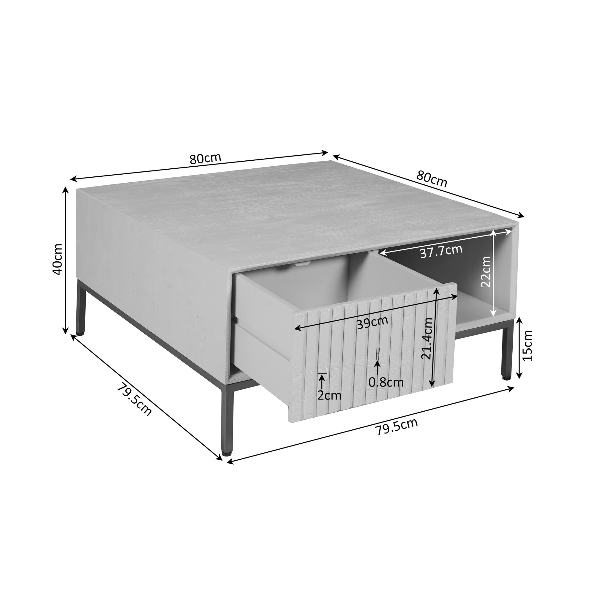 Salontafel Madison Brown | 80 cm | Vierkant - Industrieelinhuis.nl