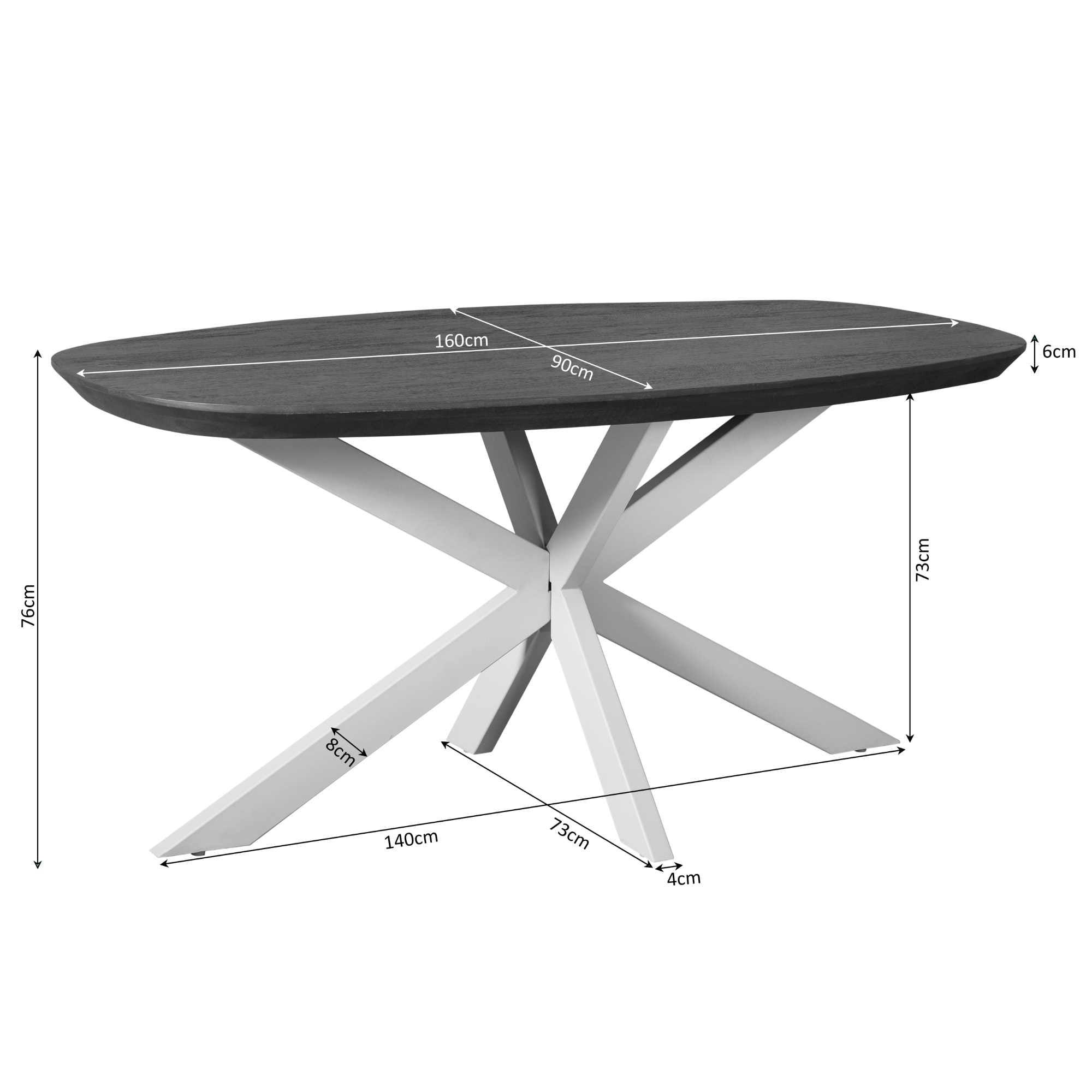 Eettafel Madison Brown | 160 cm | Deens Ovaal | Poot Sand - Industrieelinhuis.nl