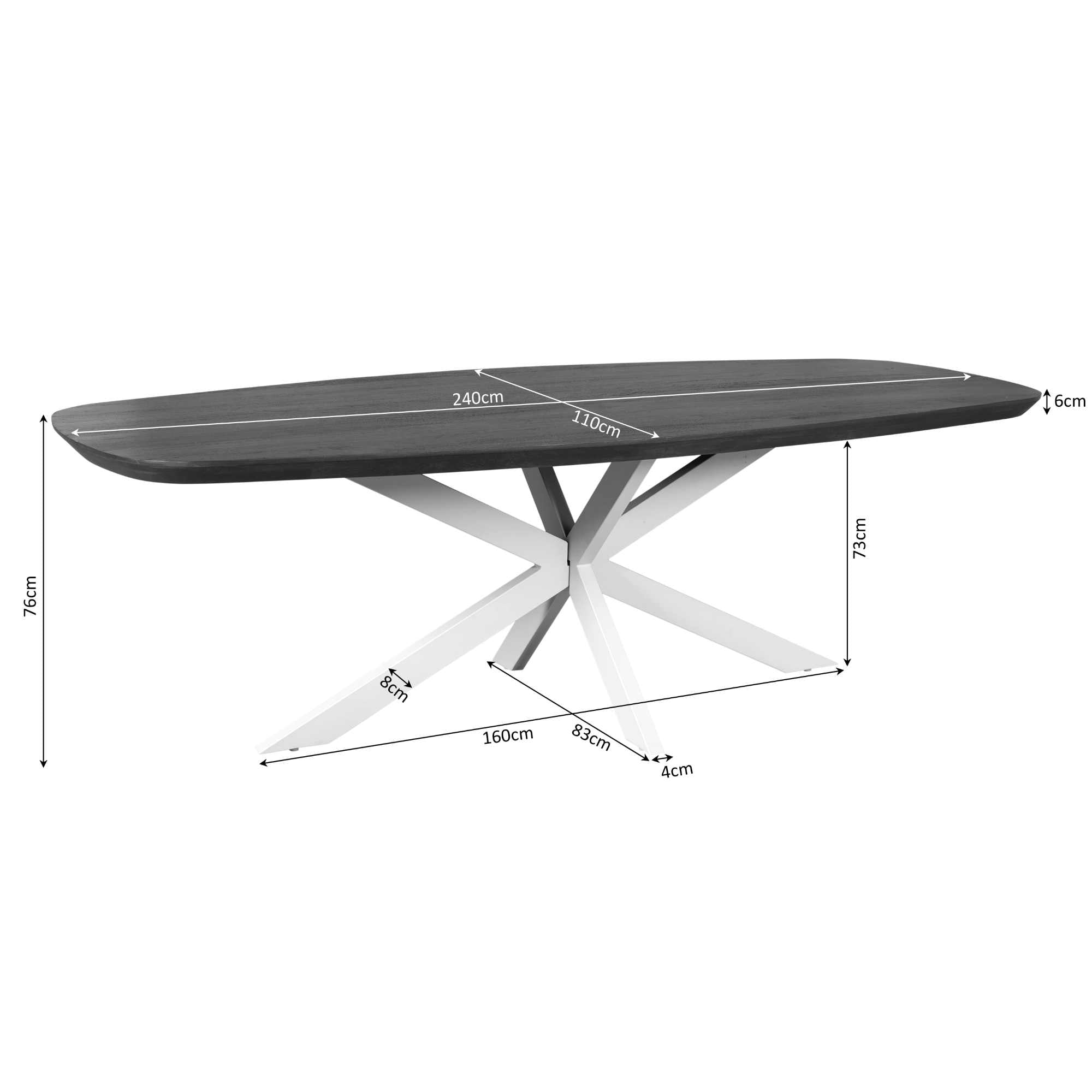 Eettafel Madison Brown | 240 cm | Deens Ovaal | Poot Sand - Industrieelinhuis.nl