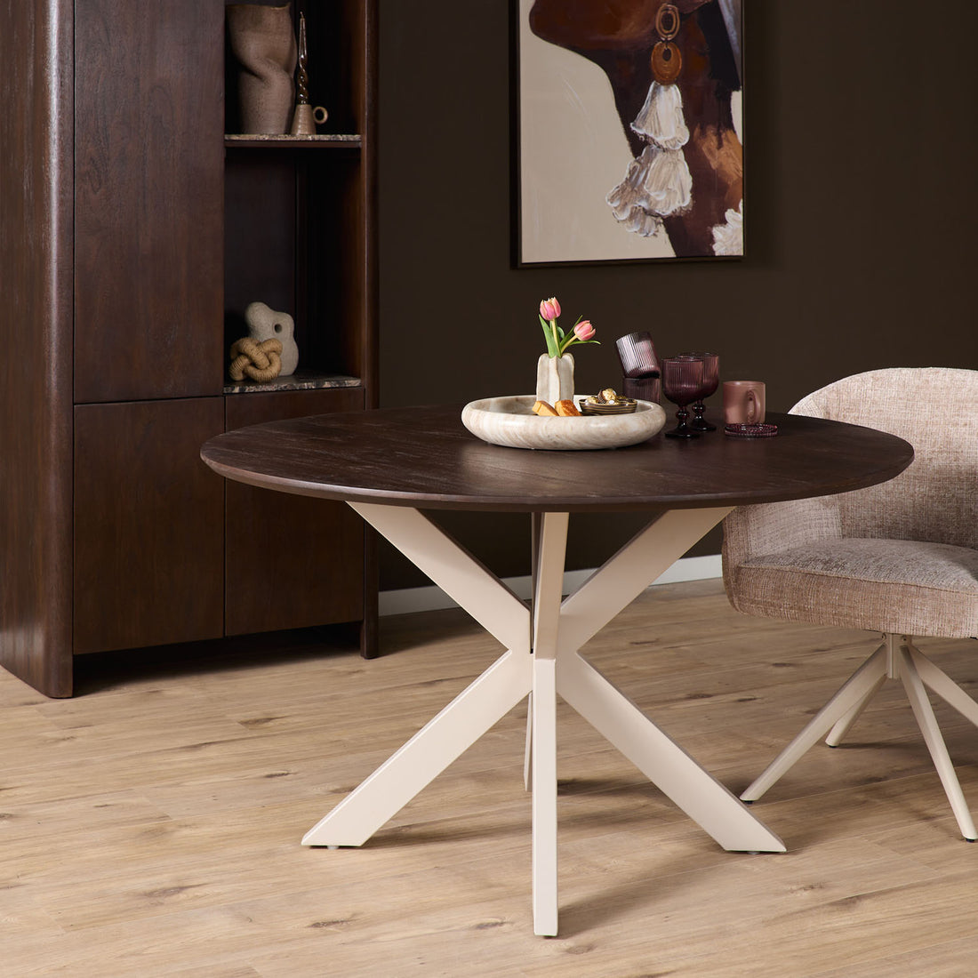 Eettafel Madison Brown | 130 cm | Poot Sand - Industrieelinhuis.nl