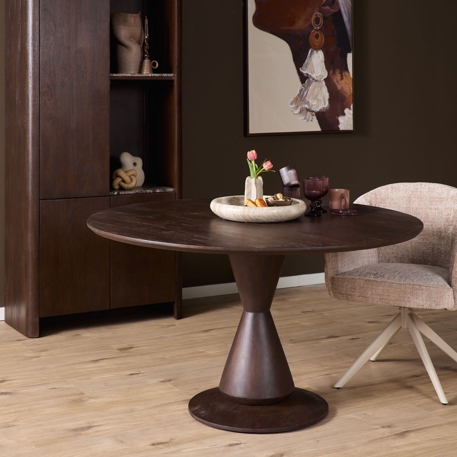 Eettafel Rond Lima Brown 130cm - Industrieelinhuis.nl