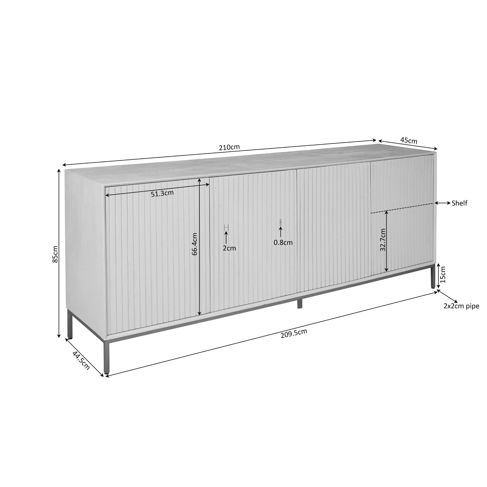 Dressoir Madison Natural 210 cm - Industrieelinhuis.nl