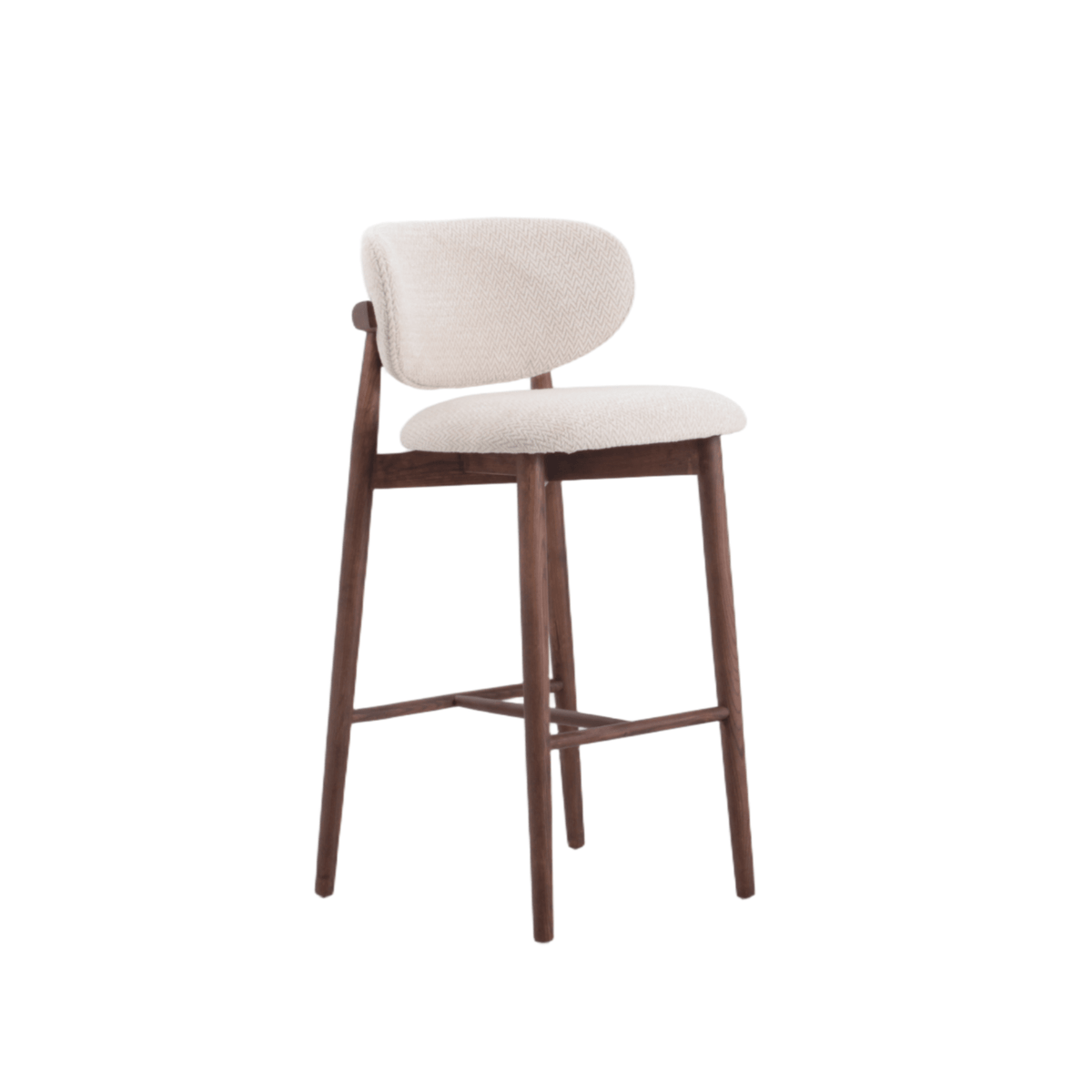 Japandi Barkruk Ella Beige/Walnoot