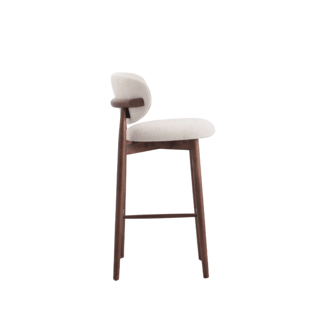 Japandi Barkruk Ella Beige/Walnoot