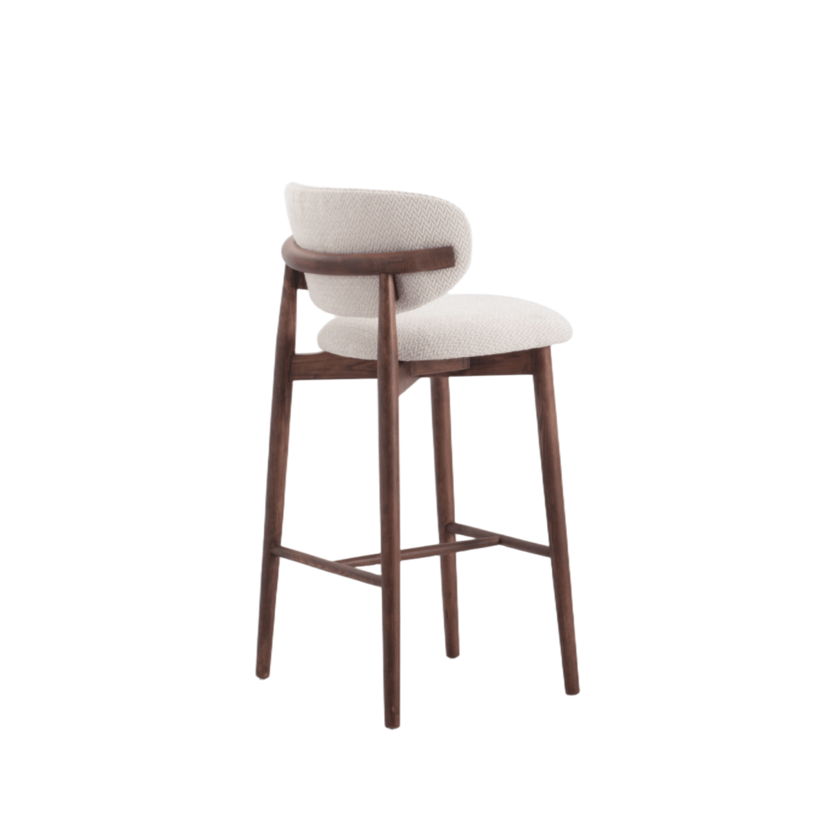 Japandi Barkruk Ella Beige/Walnoot