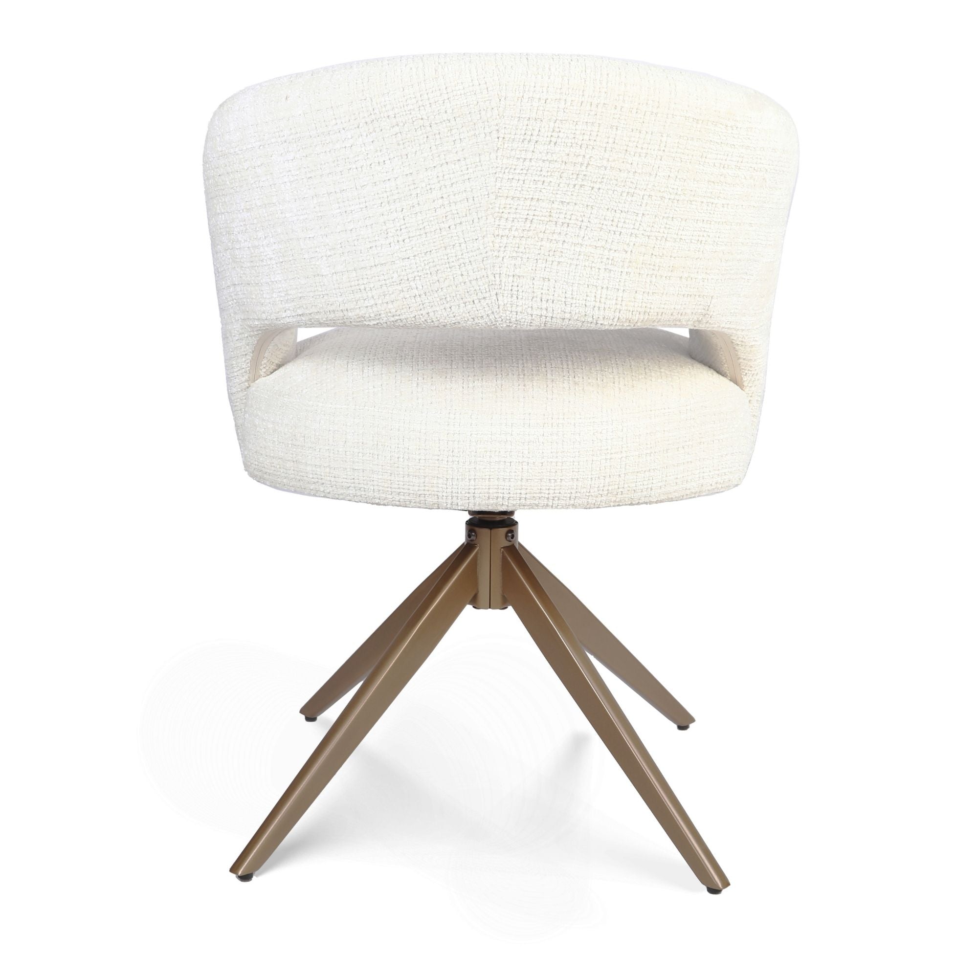 Eetkamerstoel Demi | Off White | Poot Bronze | Met armleuning - Industrieelinhuis.nl