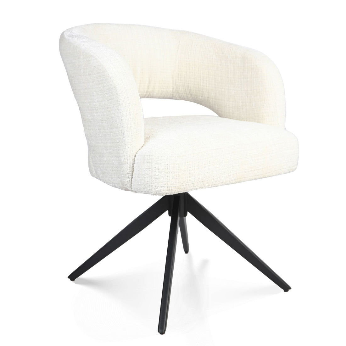 Eetkamerstoel Demi | Off White | Poot Black | Met armleuning - Industrieelinhuis.nl