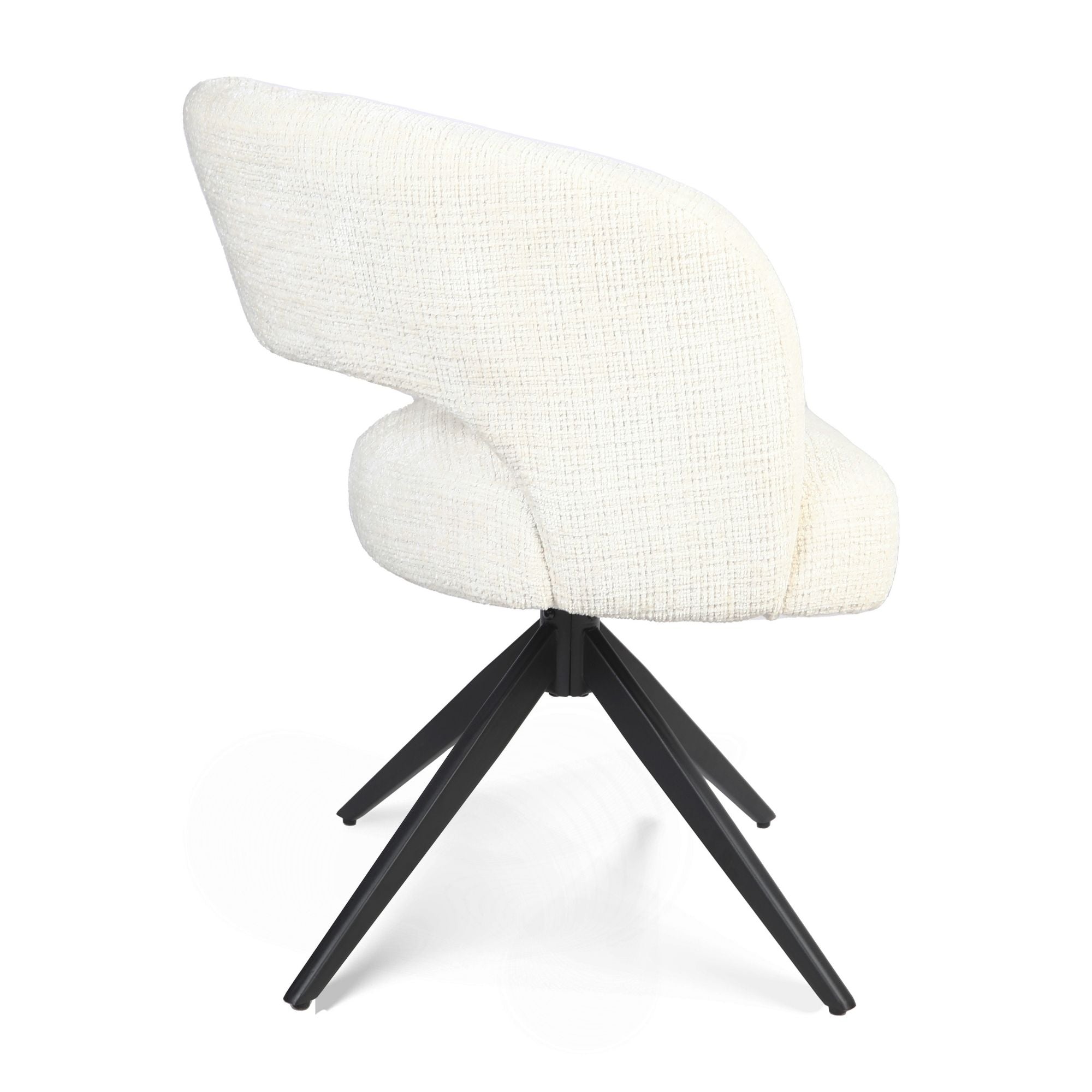 Eetkamerstoel Demi | Off White | Poot Black | Met armleuning - Industrieelinhuis.nl
