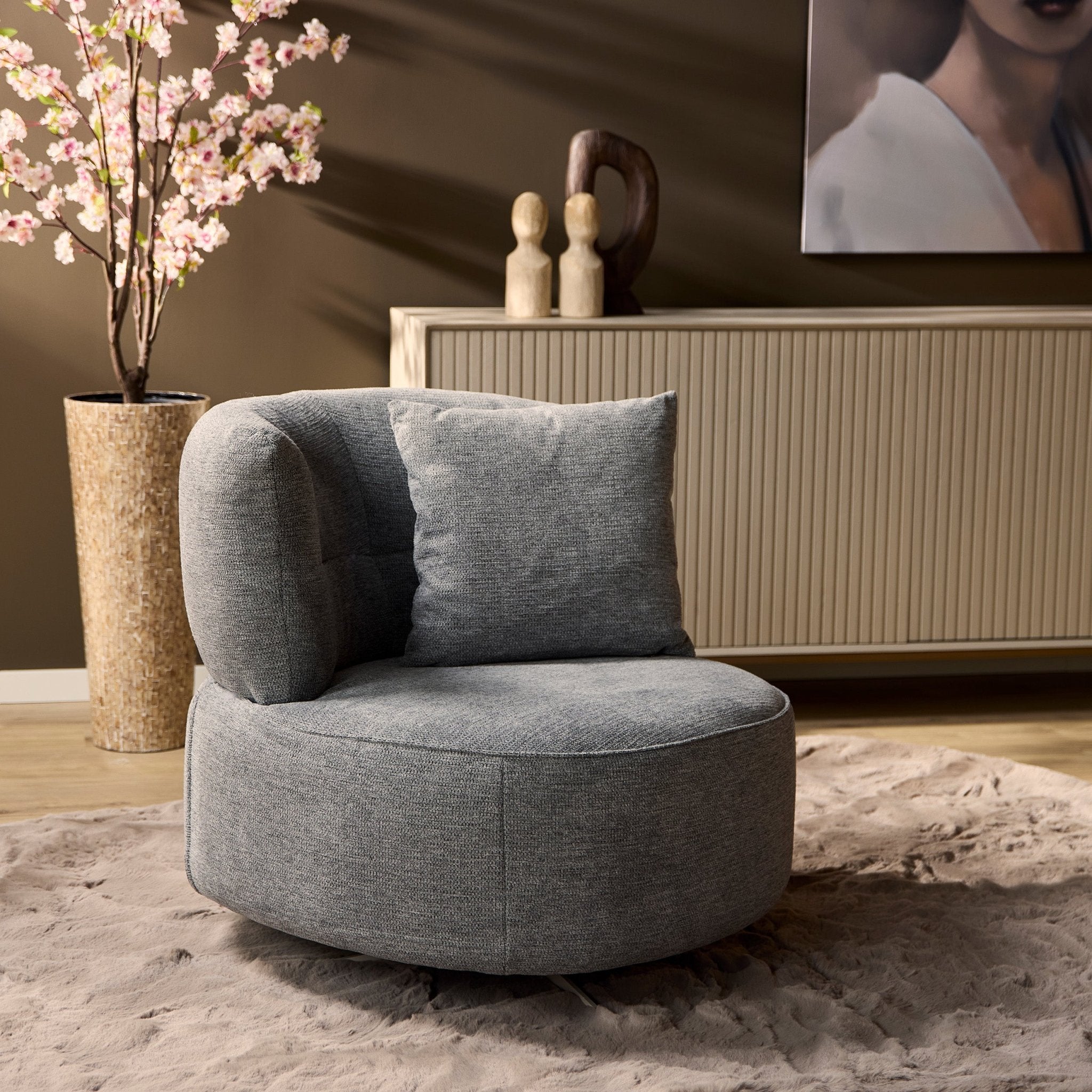 Ronde Fauteuil Fien Grijs - Industrieelinhuis.nl