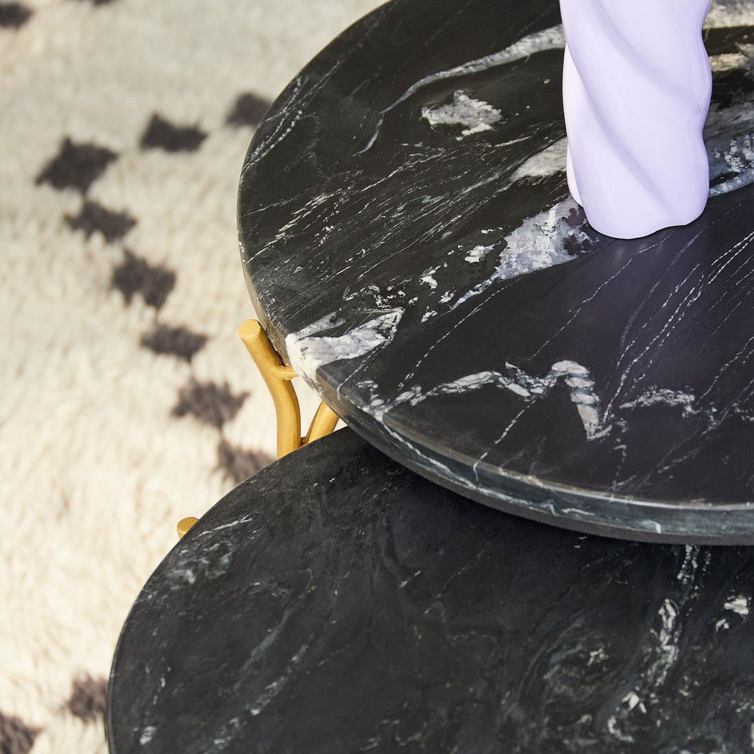 Salontafel Caly Black marble | 45 cm | Set van 2