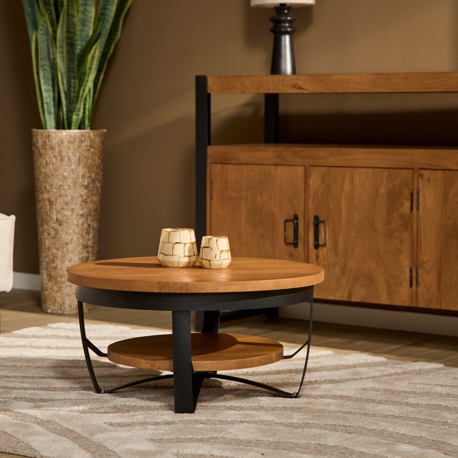 Salontafel Paras rond | Mangohout Staal | 70 cm