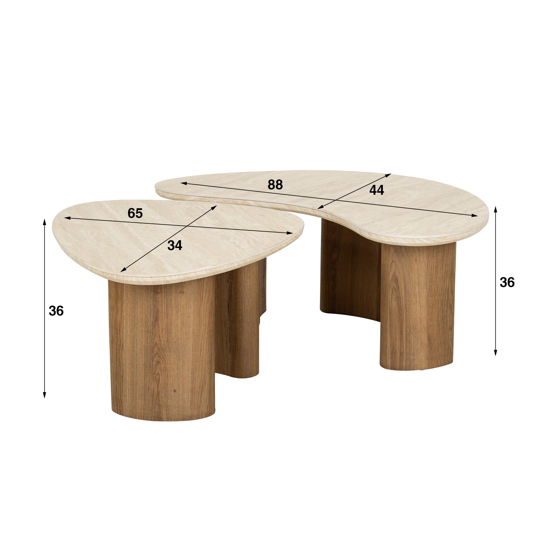 Salontafel set van 2 Trevi | Organische salontafels