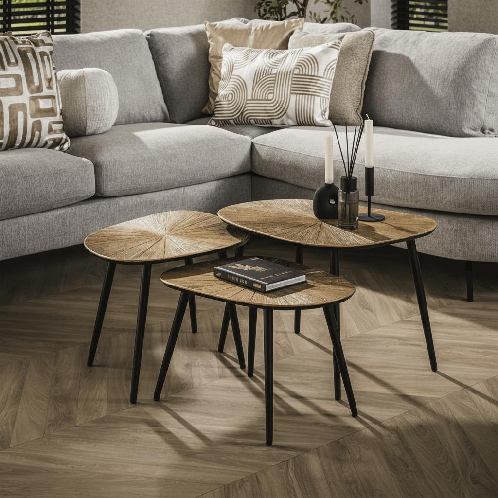 Salontafelset van 3 Ray vierhoekig | Organische Salontafels