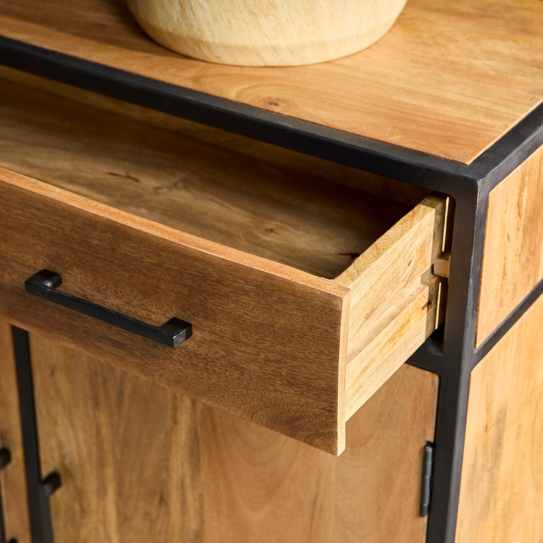 Servieskast mangohout Denver | Mangohout Staal | 100 cm