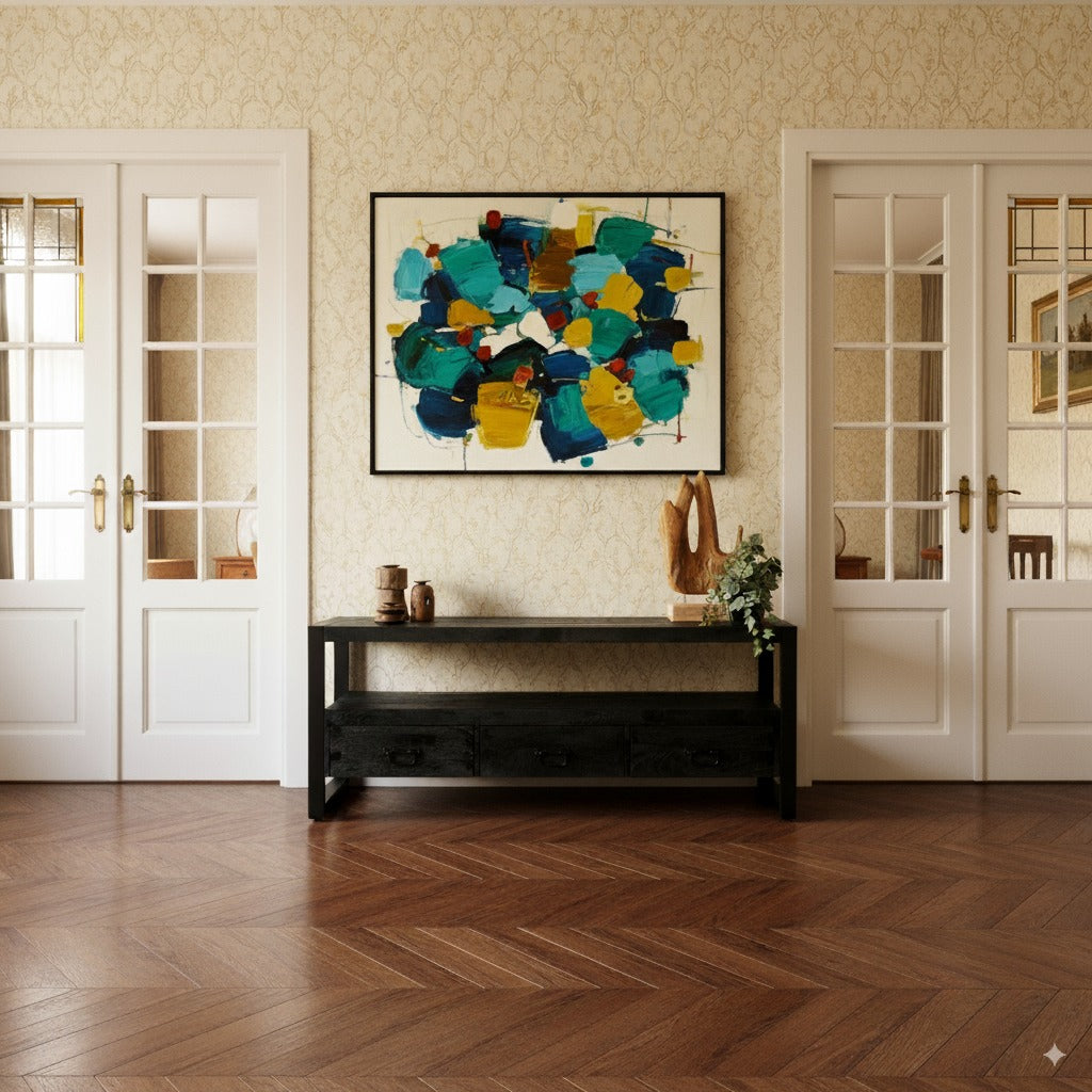 TV-meubel Britt Industrieel Design | Zwart Mangohout en Staal | 150x45x60cm