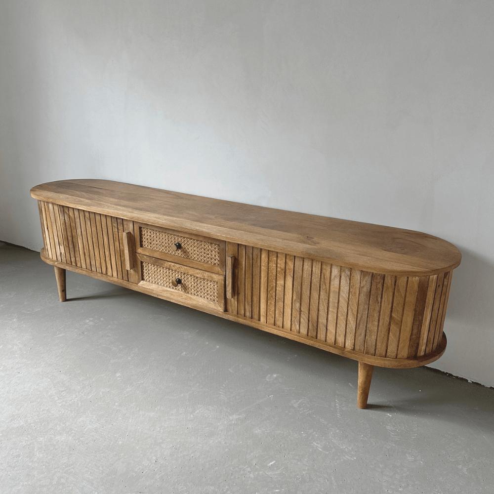 TV Meubel Ubud met deuren en lades Bali stijl | 200x40x40cm - Industrieelinhuis.nl