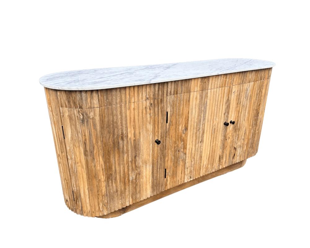 Dressoir kast Ubud Marmer met deuren Bali stijl | 175x45x90cm - Industrieelinhuis.nl