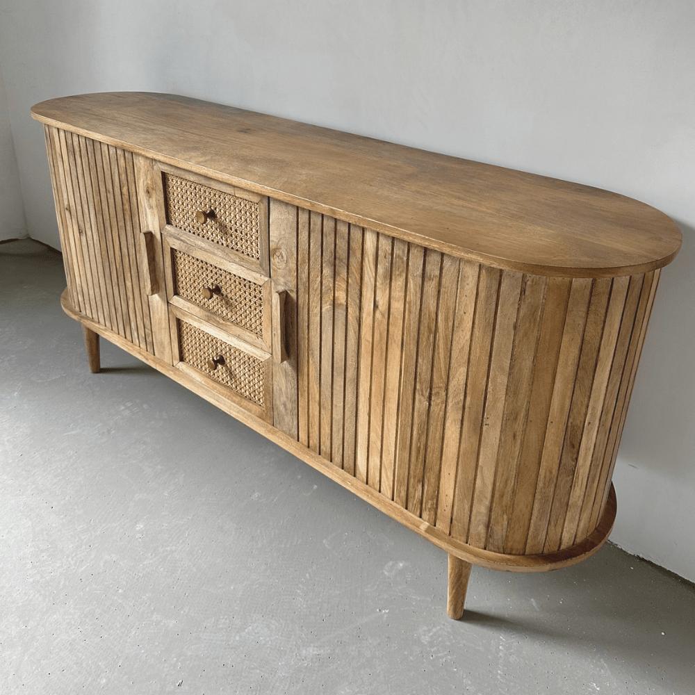 Dressoir kast Ubud rotan met lades en deuren Bali stijl | 160x42x70cm - Industrieelinhuis.nl