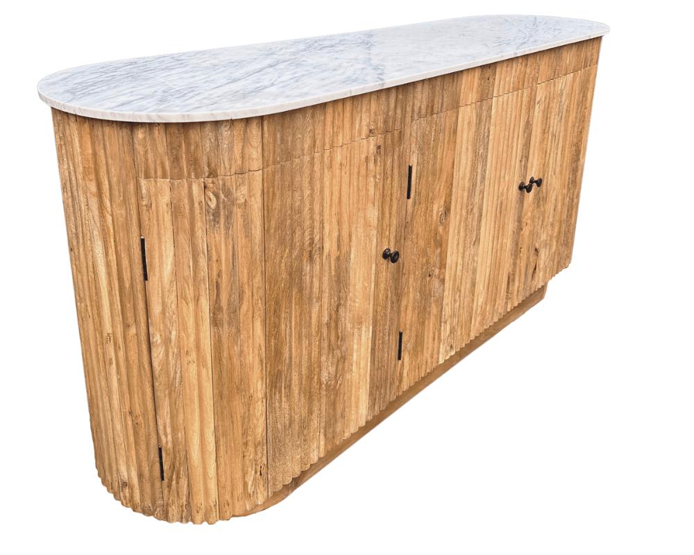 Dressoir kast Ubud Marmer met deuren Bali stijl | 175x45x90cm - Industrieelinhuis.nl