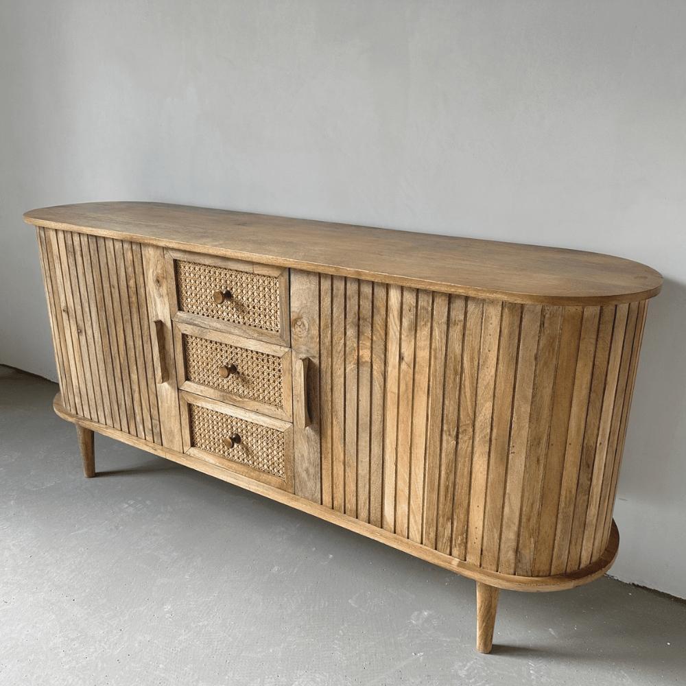 Dressoir kast Ubud rotan met lades en deuren Bali stijl | 160x42x70cm - Industrieelinhuis.nl