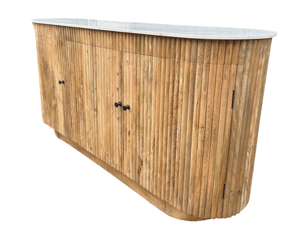 Dressoir kast Ubud Marmer met deuren Bali stijl | 175x45x90cm - Industrieelinhuis.nl