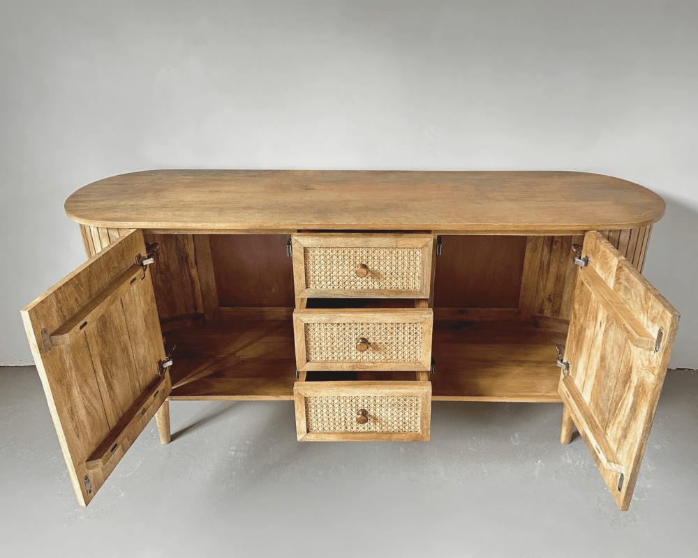 Dressoir kast Ubud rotan met lades en deuren Bali stijl | 160x42x70cm - Industrieelinhuis.nl