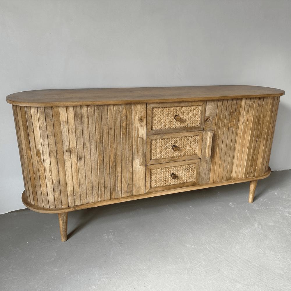 Dressoir kast Ubud rotan met lades en deuren Bali stijl | 160x42x70cm - Industrieelinhuis.nl