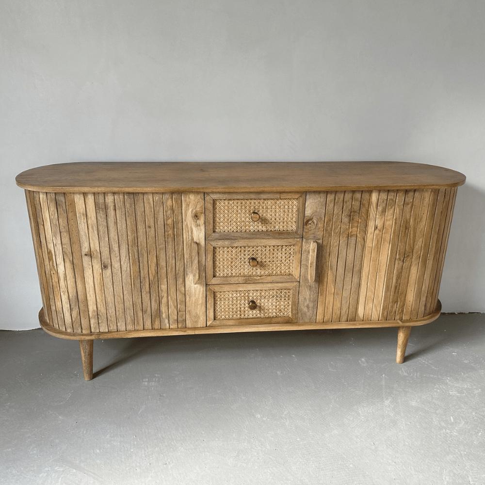 Dressoir kast Ubud rotan met lades en deuren Bali stijl | 160x42x70cm - Industrieelinhuis.nl