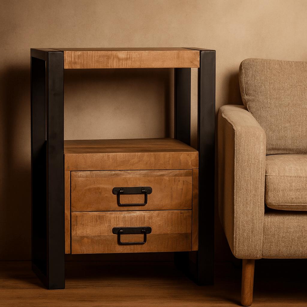 Mango Houten Nachtkastje Britt | 50x40x70cm - Industrieelinhuis.nl