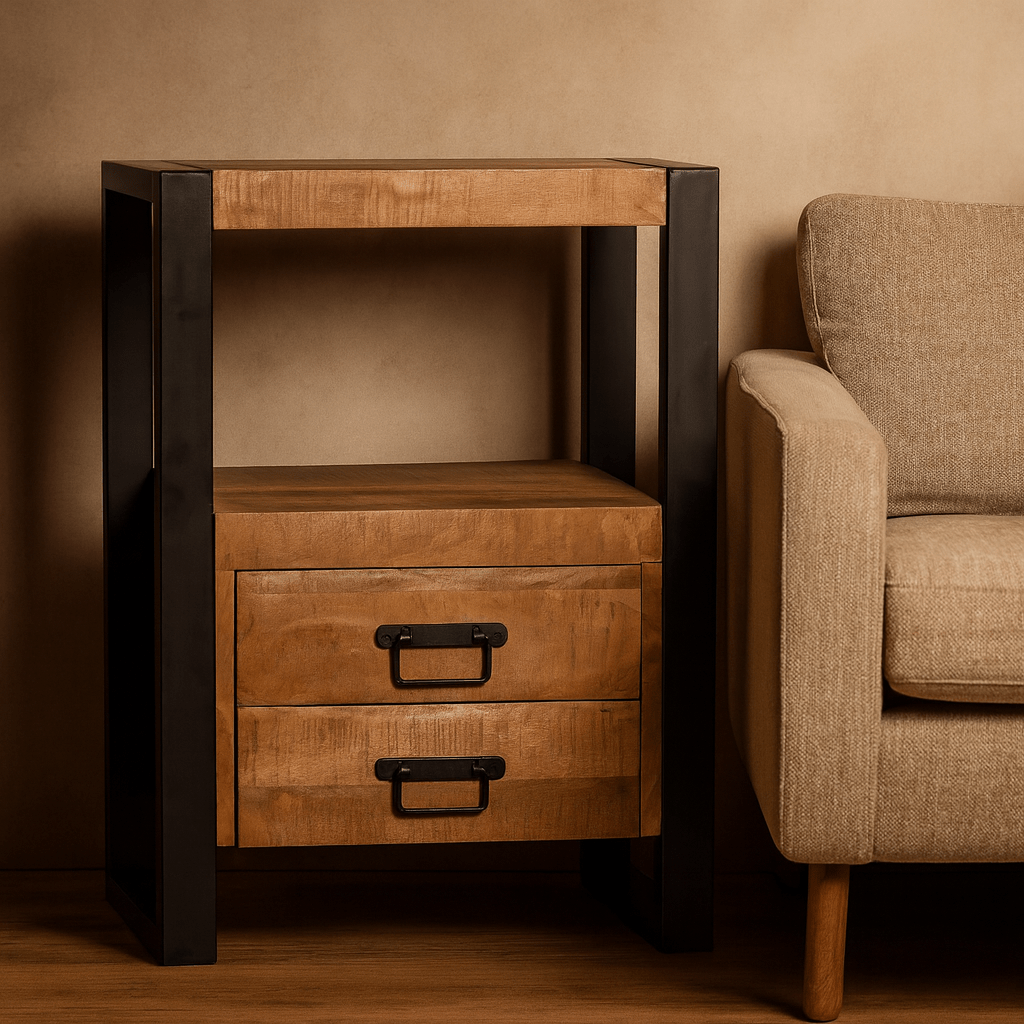 Mango Houten Nachtkastje Britt | 50x40x70cm - Industrieelinhuis.nl