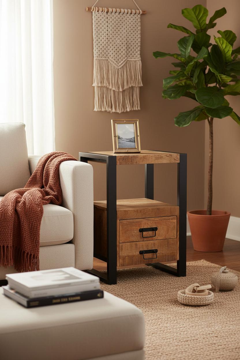 Mango Holz Nachttisch Britt | 50x40x70cm