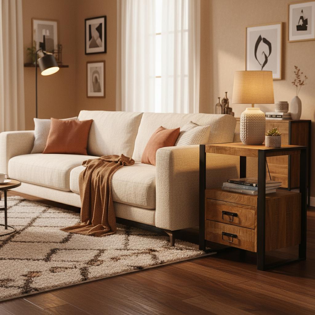 Mango Holz Nachttisch Britt | 50x40x70cm