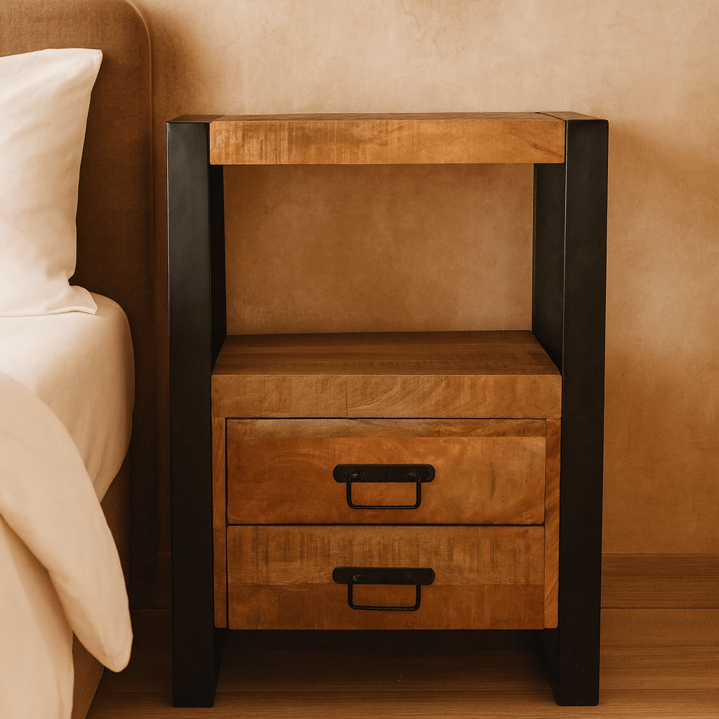 Mango Houten Nachtkastje Britt – 50x40x70cm | Nieuwe Kleurtint Collectie