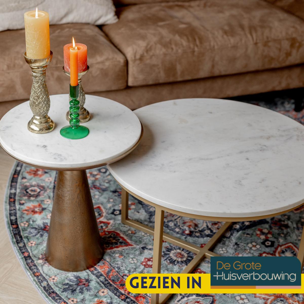 Bijzettafel Essy White marble | 45 cm - Industrieelinhuis.nl