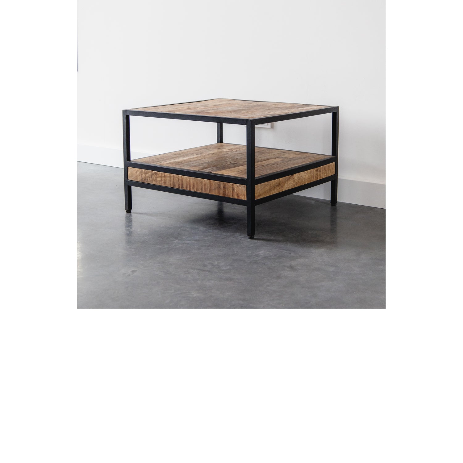 Salontafel Industrieel Design | Mangohout en Staal | 60x60x45