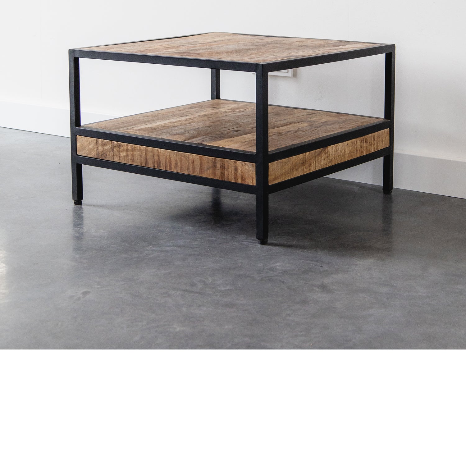 Salontafel Industrieel Design | Mangohout en Staal | 60x60x45