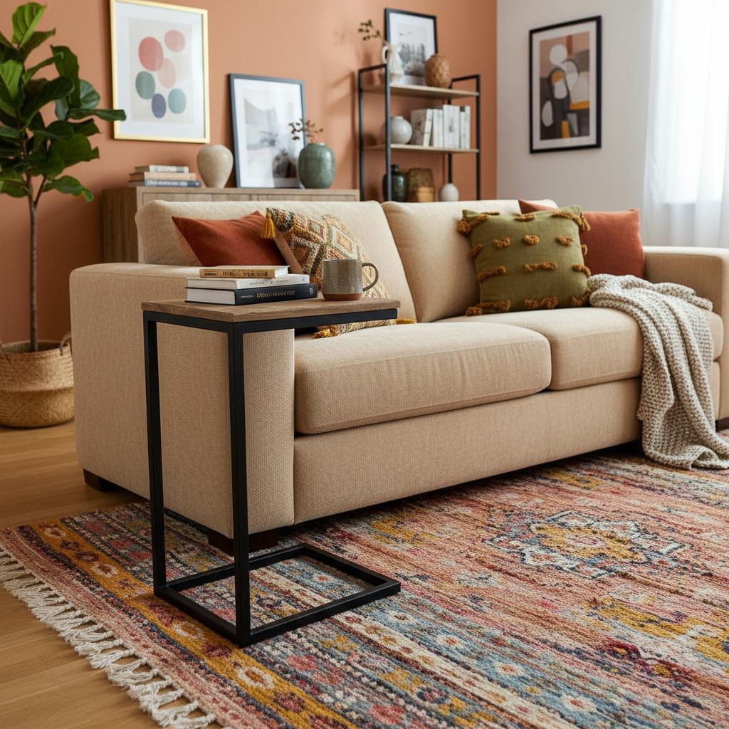 Bijzettafel bank | Set van 2 | Mangohout en Staal | 38x31x68cm - Industrieelinhuis.nl