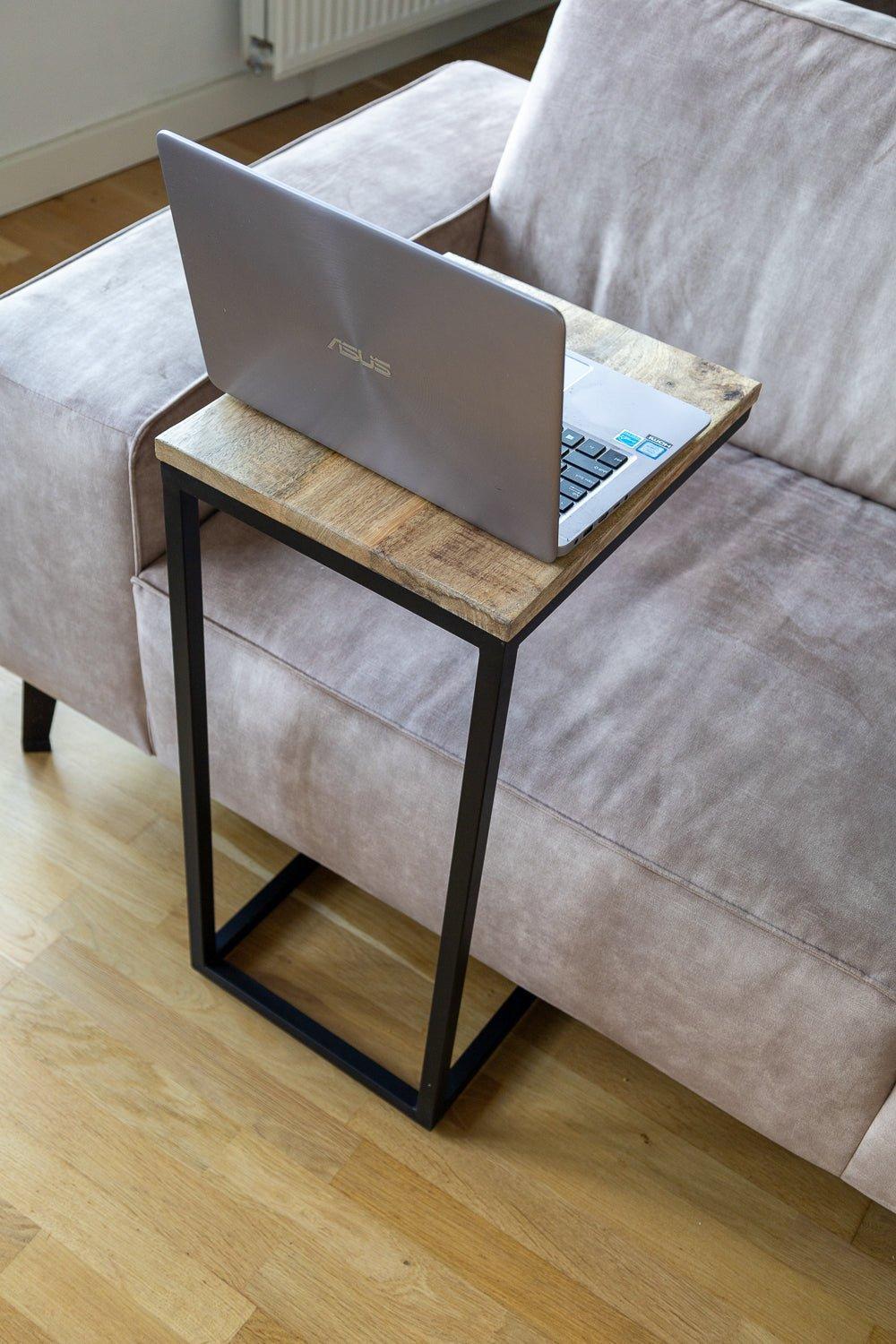 Bijzettafel bank | Set van 2 | Mangohout en Staal | 38x31x68cm - Industrieelinhuis.nl